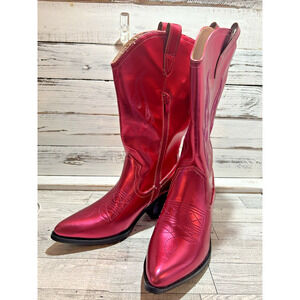 Southern Fried Chicks NEW metallic hot pink Cowgirl Western Boots Size 8 WIDE